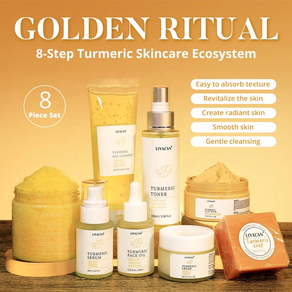 Tumeric Facial Soothing Brightening Private Label Skincare Lightening Cream Turmeric Skin Care Set