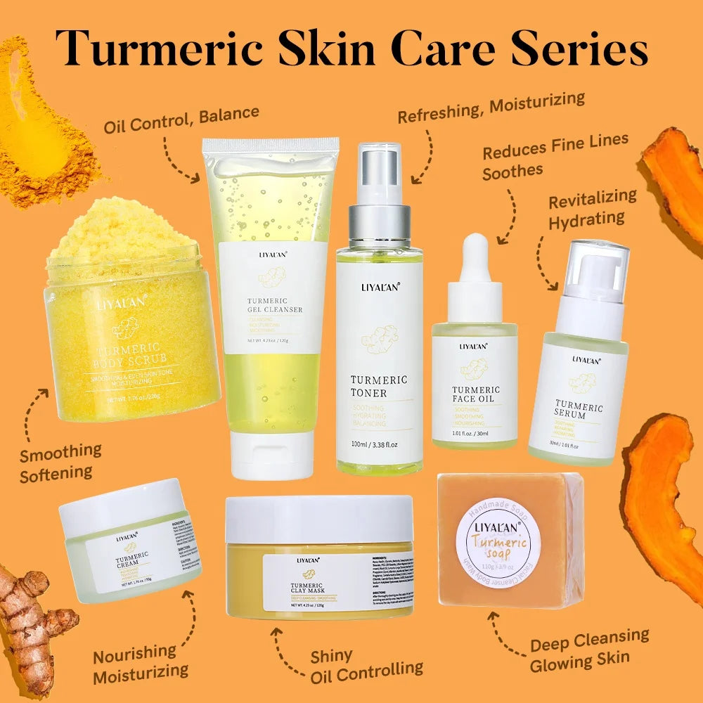 Tumeric Facial Soothing Brightening Private Label Skincare Lightening Cream Turmeric Skin Care Set